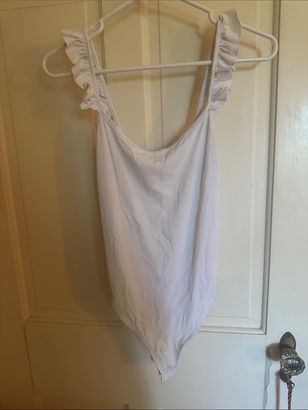Zara White Ruffled Strap Bodysuit